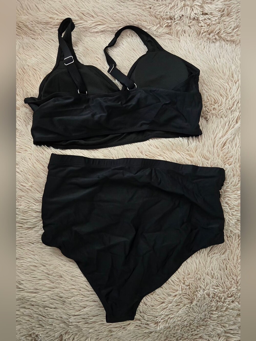 Plus Size Black Ruched High-Waist Bikini Set #1315 - Picture 4 of 9